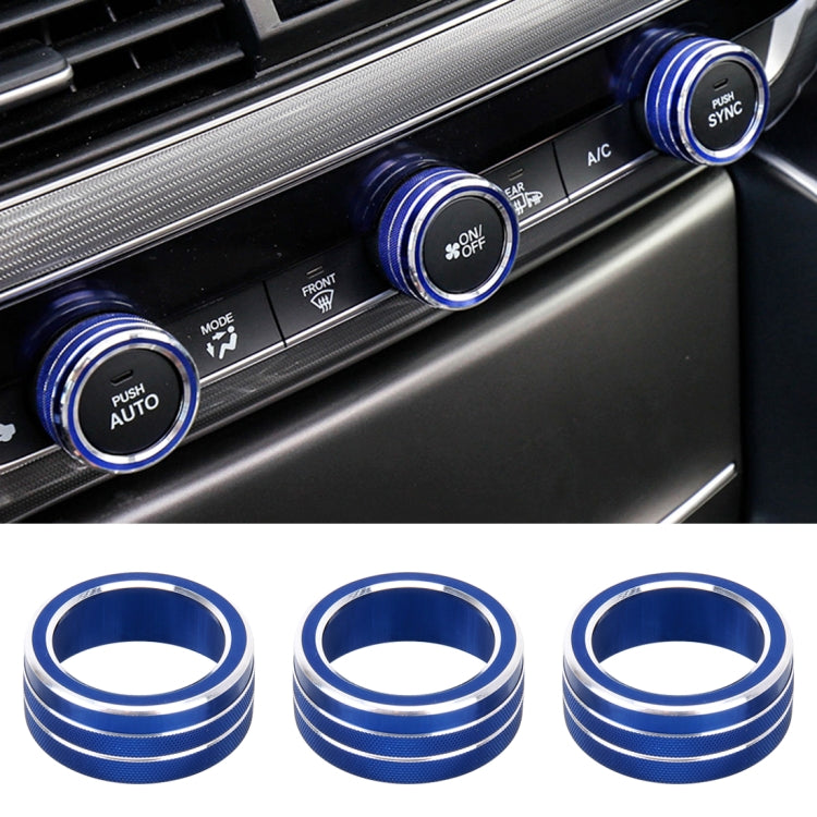 3 PCS Car Aluminum Alloy Air Conditioner Knob Case for Honda Tenth Generation Accord(Blue) - Decoration Rings by PMC Jewellery | Online Shopping South Africa | PMC Jewellery | Buy Now Pay Later Mobicred