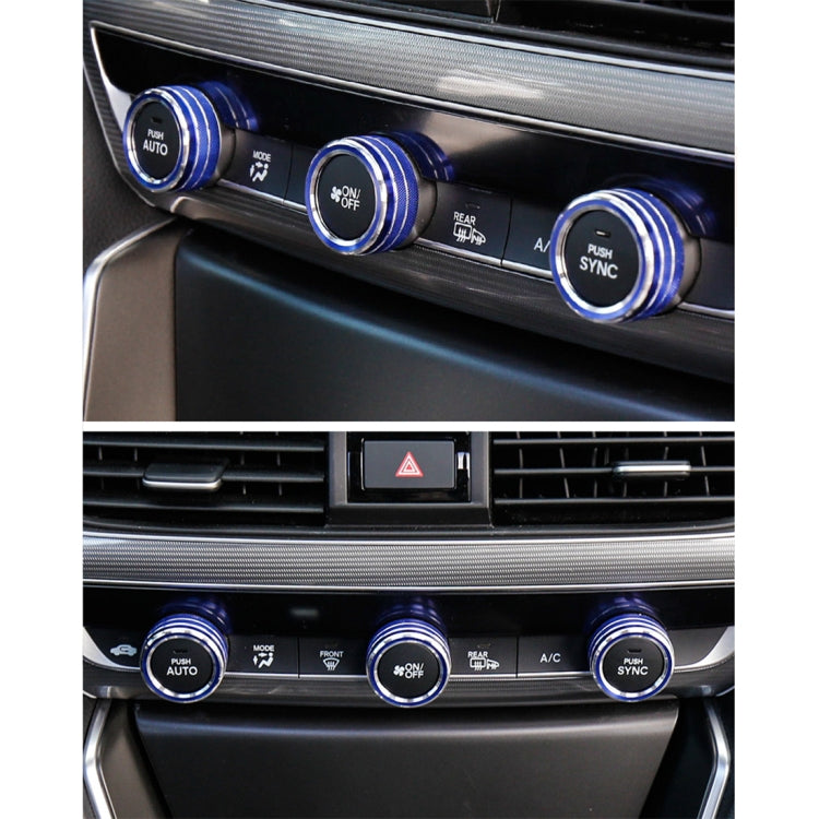 3 PCS Car Aluminum Alloy Air Conditioner Knob Case for Honda Tenth Generation Accord(Blue) - Decoration Rings by PMC Jewellery | Online Shopping South Africa | PMC Jewellery | Buy Now Pay Later Mobicred