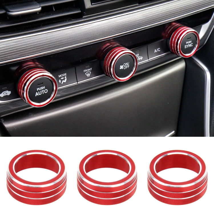3 PCS Car Aluminum Alloy Air Conditioner Knob Case for Honda Tenth Generation Accord(Red) - Decoration Rings by PMC Jewellery | Online Shopping South Africa | PMC Jewellery | Buy Now Pay Later Mobicred