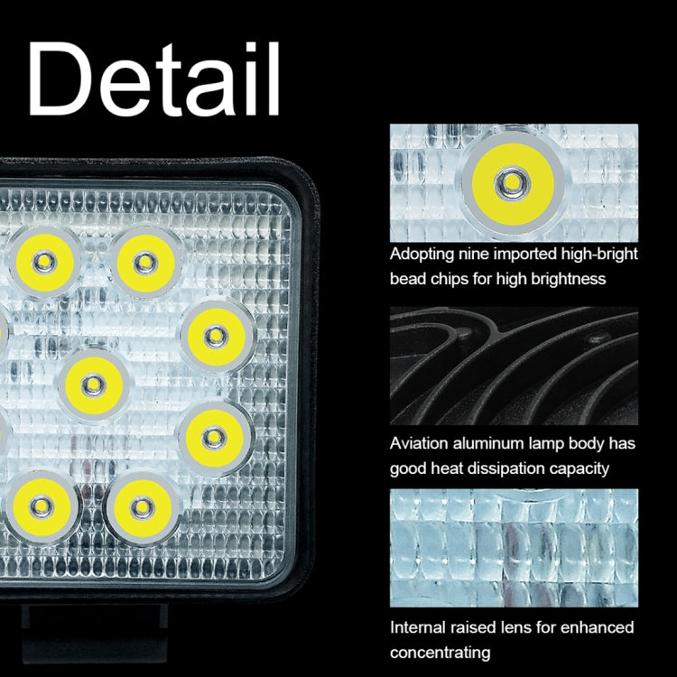 6.7W White Light Square-Shaped Water-resistant Car Boat Marine Work Lights Spotlight LED Bulbs, DC 9-30V