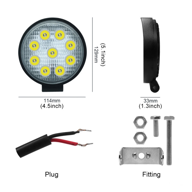 6.7W White Light Round-Shaped Waterproof Car Boat Marine Work Lights Spotlight LED Bulbs, DC 9-30V - Work Lights by PMC TechLife | Online Shopping South Africa | PMC TechLife | Buy Now Pay Later Mobicred