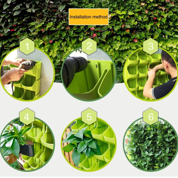 PP Planter Flower Pot Wall Hanging Garden Hanging Stackable Garden Supplies(Green)