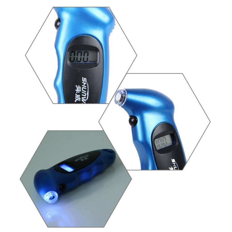 SHUNWEI SD-2802 Digital Tire Pressure Gauge 150 PSI 4 Settings for Car Truck Bicycle with Backlit LCD and Non-Slip Grip(Blue) - Tire Pressure Gauges by SHUNWEI | Online Shopping South Africa | PMC TechLife | Buy Now Pay Later Mobicred