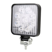 DC 10-30V 27W 2500LM 6000K Water-resistant Vehicle Car Boat Marine External Work Lights Emergency Lights 60 Degrees Adjustable Flood Light LED Car Bulbs with 9 Intense Wafer LED Lights(White Light)
