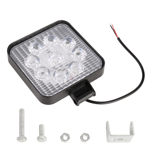 DC 10-30V 27W 2500LM 6000K Water-resistant Vehicle Car Boat Marine External Work Lights Emergency Lights 60 Degrees Adjustable Flood Light LED Car Bulbs with 9 Intense Wafer LED Lights(White Light)