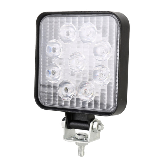DC 10-30V 27W 2500LM 6000K Water-resistant Vehicle Car Boat Marine External Work Lights Emergency Lights 60 Degrees Adjustable Flood Light LED Car Bulbs with 9 Intense Wafer LED Lights(White Light)