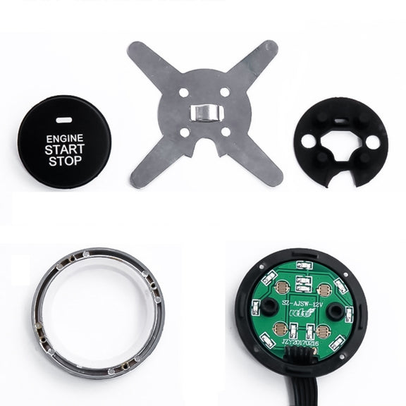 Smart Car Switch Car Engine Start Stop Switch Car Push Start Switch, with RFID Alarm System, Blue Light