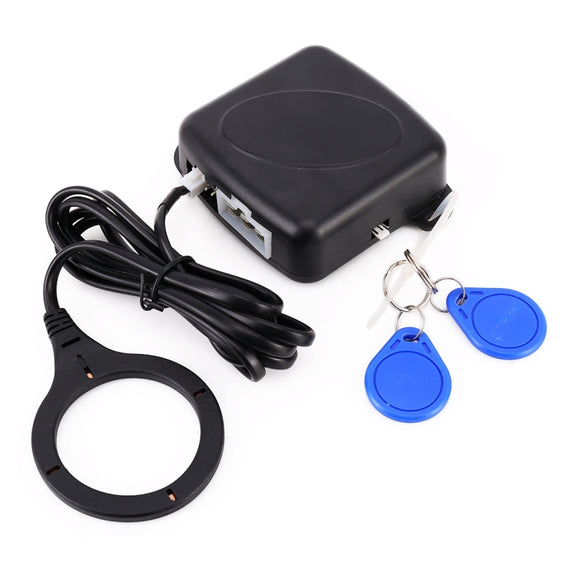 Smart Car Switch Car Engine Start Stop Switch Car Push Start Switch, with RFID Alarm System, Blue Light