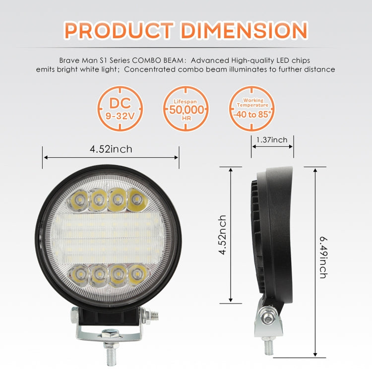 2 PCS 4 inch 15W Spot / Flood Light White Light Round-Shaped Waterproof Car SUV Work Lights Spotlight LED Bulbs, DC 9-30V - Work Lights by PMC TechLife | Online Shopping South Africa | PMC TechLife | Buy Now Pay Later Mobicred
