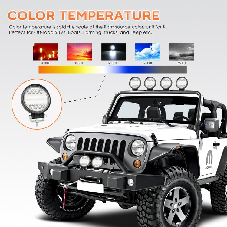 2 PCS 4 inch 15W Spot / Flood Light White Light Round-Shaped Waterproof Car SUV Work Lights Spotlight LED Bulbs, DC 9-30V - Work Lights by PMC TechLife | Online Shopping South Africa | PMC TechLife | Buy Now Pay Later Mobicred
