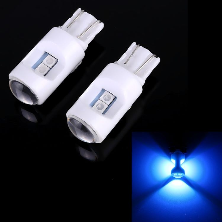 2 PCS T10 / W5W / 194 DC 12V 1.2W 6LEDs SMD-3030 Car Reading Lamp Clearance Light, with Projector Lens Light(Ice Blue Light) - free shipping - PMC TechLife - Order now!