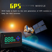 A2 HUD 3.5 inch HD GPS Car Head Up Display, Speed & Over Speed Alarm, Compass, Freely Switch Between Kilometers and Miles(Black)