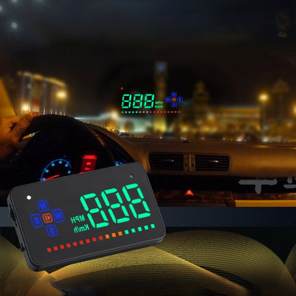 A2 HUD 3.5 inch HD GPS Car Head Up Display, Speed & Over Speed Alarm, Compass, Freely Switch Between Kilometers and Miles(Black)