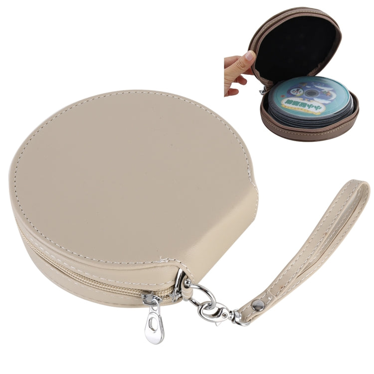 20 CD Disc Storage Case Leather Bag Heavy Duty CD/ DVD Wallet for Car, Home, Office and Travel (Beige) - Stowing Tidying by PMC Jewellery | Online Shopping South Africa | PMC Jewellery | Buy Now Pay Later Mobicred