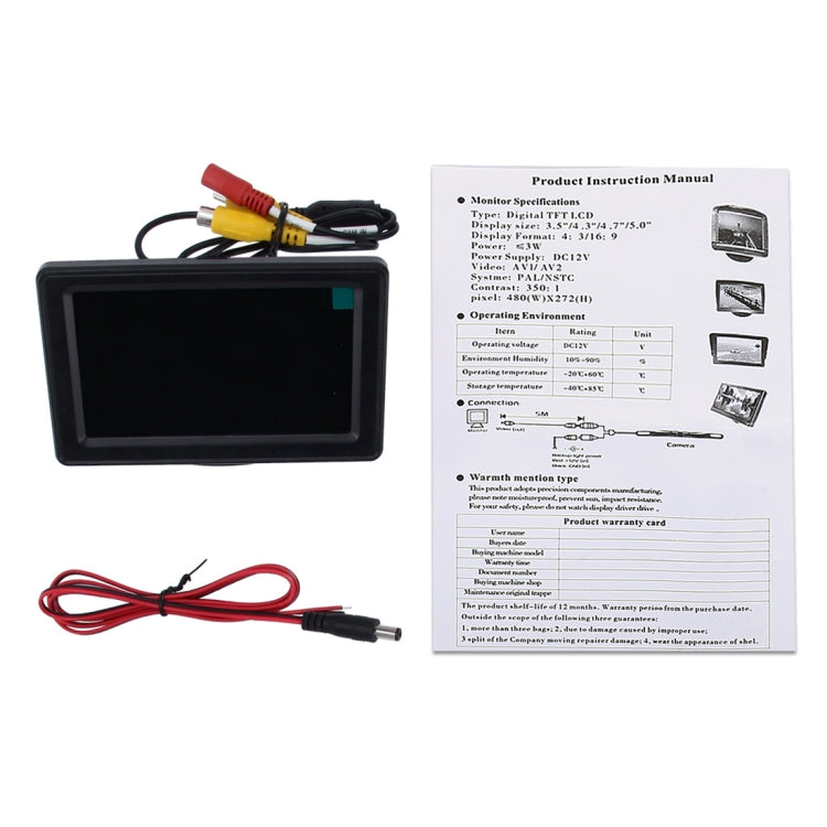Universal 4.3 inch Car High Definition Monitor with Adjustable Angle Holder, Support Reverse Automatic Screen Function - Car Monitor by PMC TechLife | Online Shopping South Africa | PMC TechLife | Buy Now Pay Later Mobicred