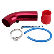 Universal  Air Intake Pipe Super Power Flow Air Intakes Short Cold Racing Aluminium Air Intake Pipe Hose with Cone Filter Kit System (Red)
