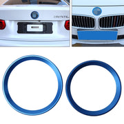 2 PCS/Set Zinc Alloy Steering Wheel Decoration Ring Sticker Logo Car Styling Modification Car Front Logo Ring Decoration Rear Cover Trim Hood Emblem Rings for BMW 3 Series(Blue)
