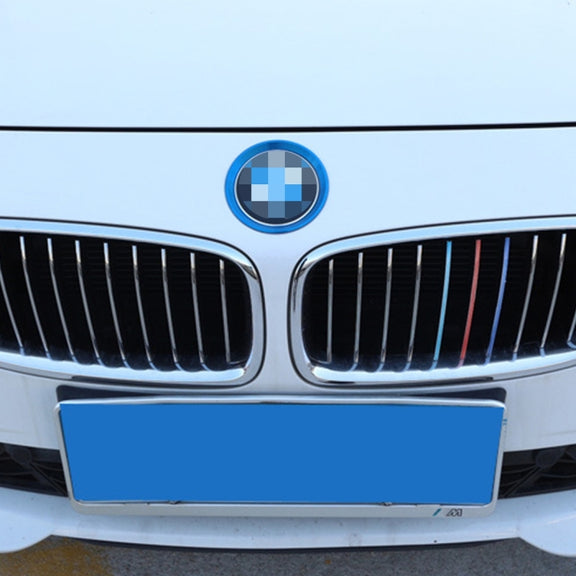 2 PCS/Set Zinc Alloy Steering Wheel Decoration Ring Sticker Logo Car Styling Modification Car Front Logo Ring Decoration Rear Cover Trim Hood Emblem Rings for BMW 3 Series(Blue)