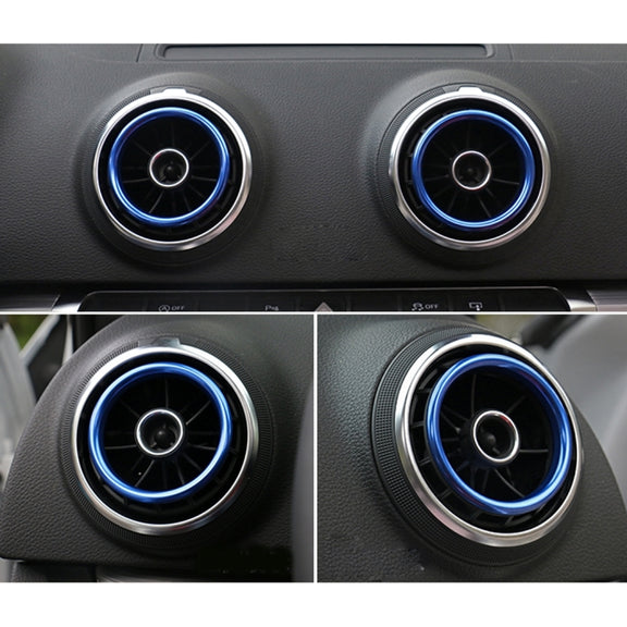 4 PCS Car Outlet Decorative Rings Aluminum Alloy Air Outlet Chrome Trim Ring Car Dashboard  Air Vents Cover Sticker Decoration for Audi A3(Blue)