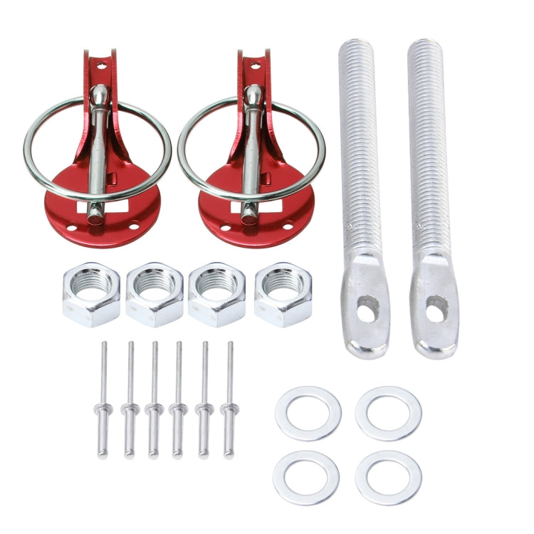 A Pair Universal Automobile Engine Cover Lock Carbon Fiber Hood Lock Car Modification Cover Lock Pull-type Engine Cover Lock Mount Bonnet Hood Pins Lock for Car Modification(Red) - Locks & Hasps by PMC TechLife | Online Shopping South Africa | PMC TechLife | Buy Now Pay Later Mobicred