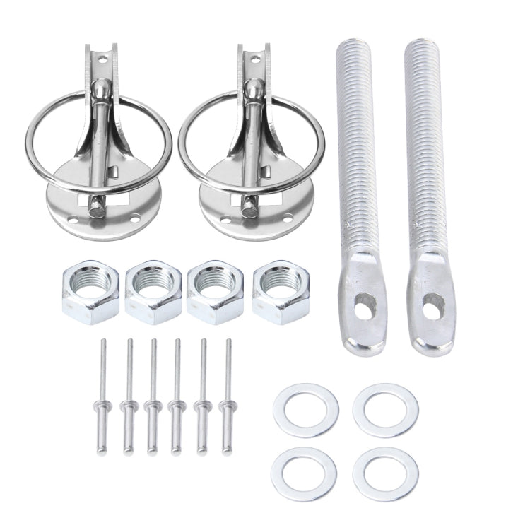 A Pair Universal Automobile Engine Cover Lock Carbon Fiber Hood Lock Car Modification Cover Lock Pull-type Engine Cover Lock Mount Bonnet Hood Pins Lock for Car Modification(Silver) - Locks & Hasps by PMC TechLife | Online Shopping South Africa | PMC TechLife | Buy Now Pay Later Mobicred