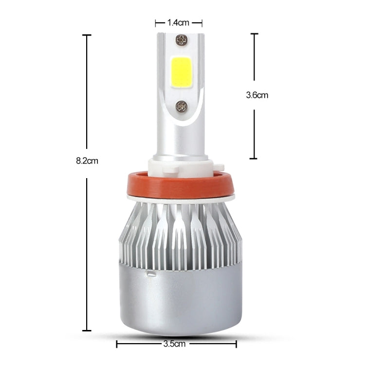 2 PCS H8/H9/H11 18W 1800 LM 8000K IP68 Casnbus Constant Current Car LED Headlight with 2 COB Lamps, DC 9-36V(Ice Blue Light)