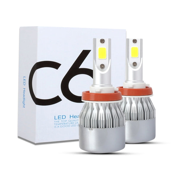 2 PCS H8/H9/H11 18W 1800 LM 8000K IP68 Casnbus Constant Current Car LED Headlight with 2 COB Lamps, DC 9-36V(Ice Blue Light)