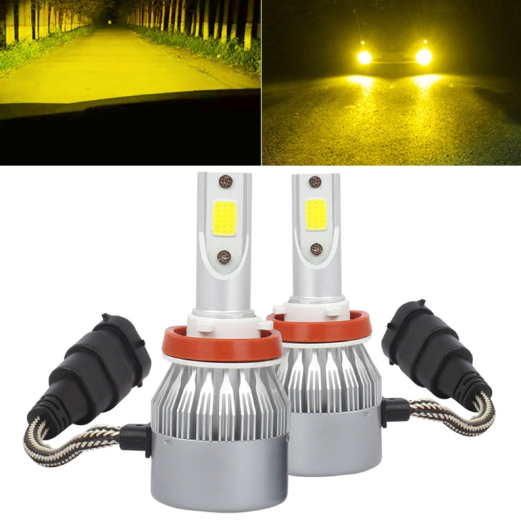 2 PCS H8/H9/H11 18W 1800 LM 3000K IP68 Casnbus Constant Current Car LED Headlight with 2 COB Lamps, DC 9-36V(Gold Light) - LED Headlamps by PMC TechLife | Online Shopping South Africa | PMC TechLife | Buy Now Pay Later Mobicred