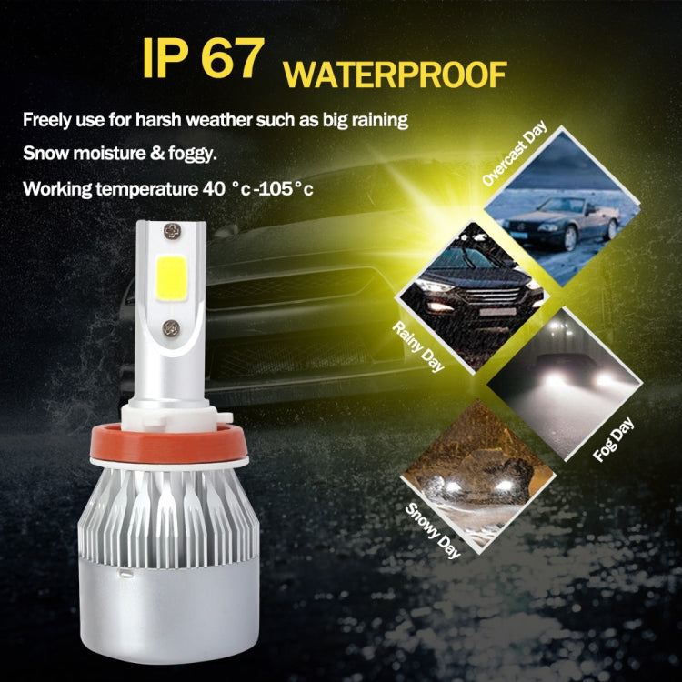 2 PCS H8/H9/H11 18W 1800 LM 3000K IP68 Casnbus Constant Current Car LED Headlight with 2 COB Lamps, DC 9-36V(Gold Light) - LED Headlamps by PMC TechLife | Online Shopping South Africa | PMC TechLife | Buy Now Pay Later Mobicred