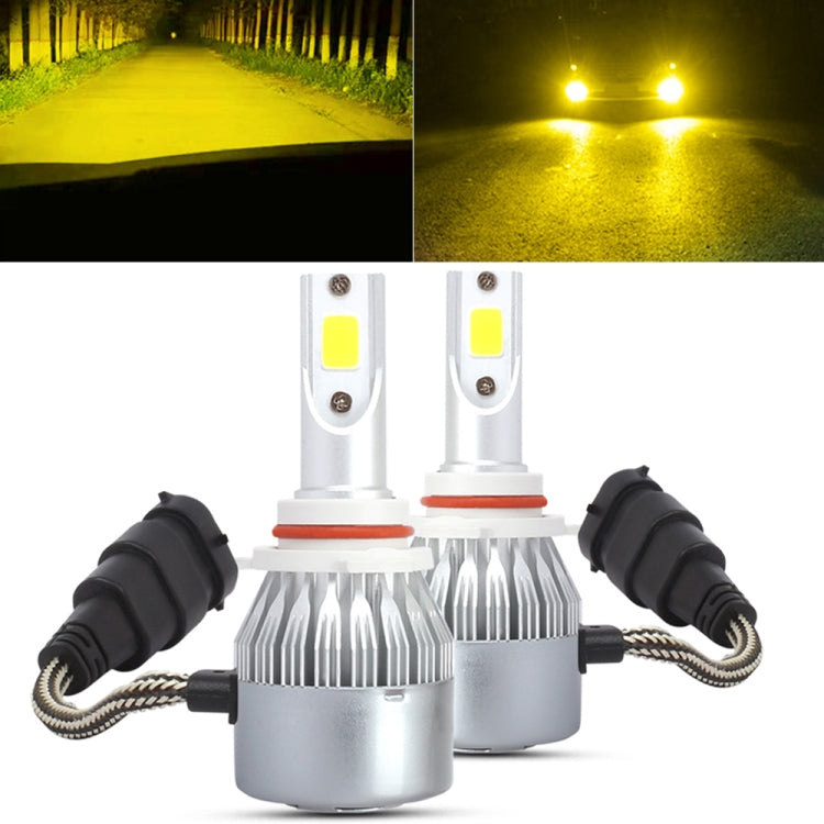 2 PCS 9005 18W 1800 LM 3000K IP68 Casnbus Constant Current Car LED Headlight with 2 COB Lamps, DC 9-36V(Gold Light) - LED Headlamps by PMC TechLife | Online Shopping South Africa | PMC TechLife | Buy Now Pay Later Mobicred