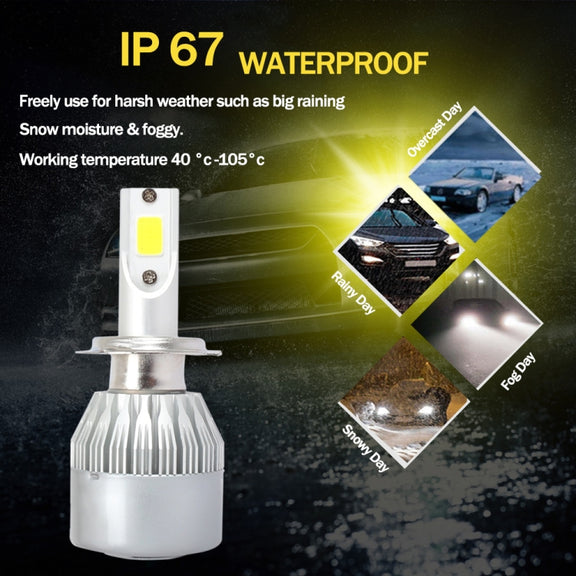 2 PCS 9006 18W 1800 LM 3000K IP68 Casnbus Constant Current Car LED Headlight with 2 COB Lamps, DC 9-36V(Gold Light)