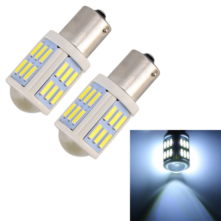 2 PCS 1156 / BA15S 4.5W DC 12V 6000K 290LM Car Auto Ceramics Turn Lights / Reversing Light 27LEDs SMD-7020 Lamps, with Projector Lens (White Light) - Brake Lights by PMC TechLife | Online Shopping South Africa | PMC TechLife | Buy Now Pay Later Mobicred
