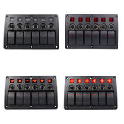 3Pin 6 Way Switches Combination Switch Panel with Light and Projector Lens for Car RV Marine Boat