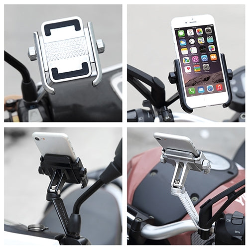Motorcycle Rear View Mirror Aluminum Alloy Phone Bracket, Suitable for 4-6 inch Device(Black) - Holder by PMC TechLife | Online Shopping South Africa | PMC TechLife | Buy Now Pay Later Mobicred