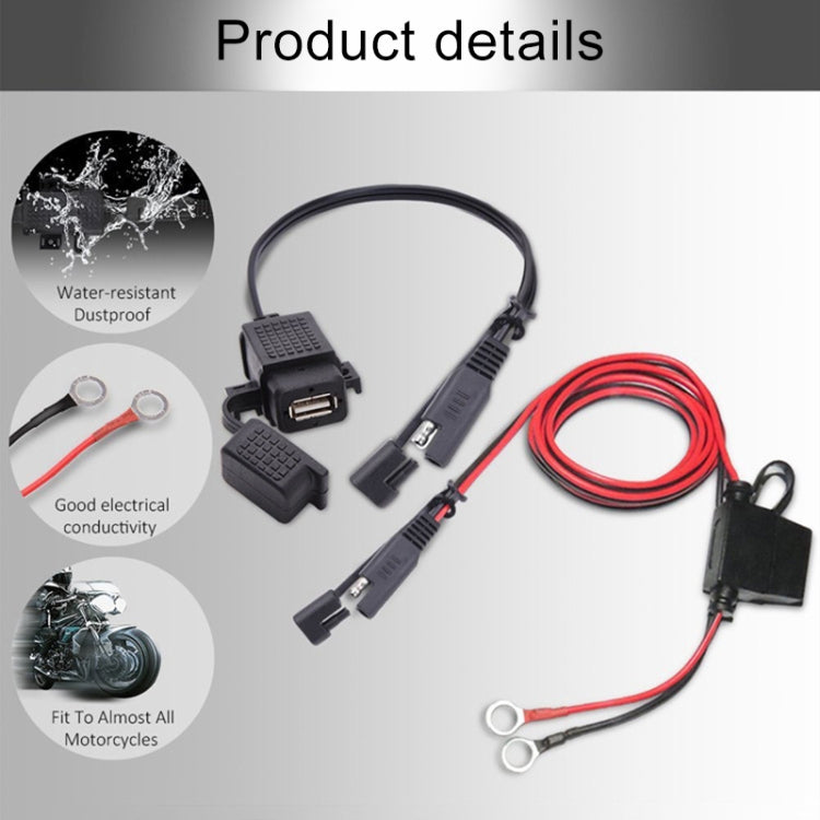 Motorcycle 5V 2.1A Waterproof USB Charger Kit SAE to USB Adapter, with Extension Harness - Battery Charger by PMC TechLife | Online Shopping South Africa | PMC TechLife | Buy Now Pay Later Mobicred