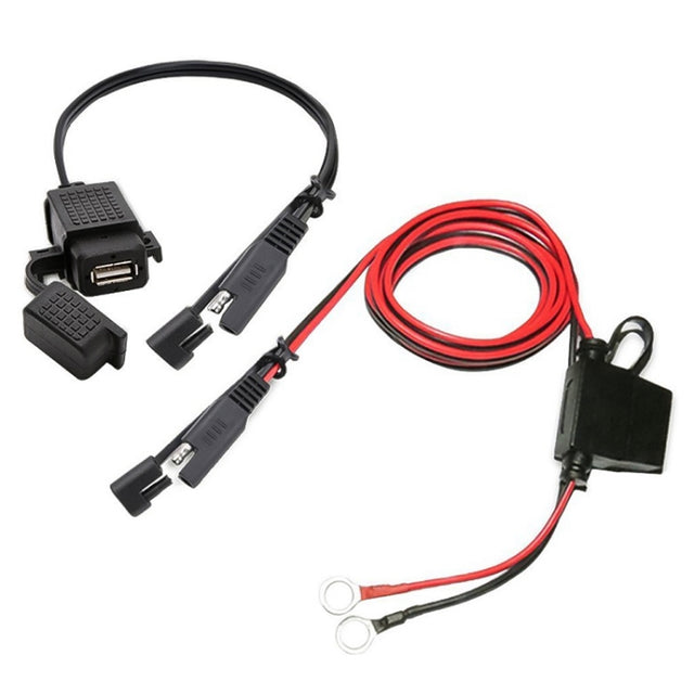 Motorcycle 5V 2.1A Water-resistant USB Charger Kit SAE to USB Adapter, with Extension Harness