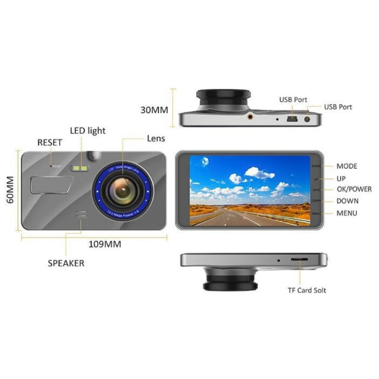 X96 4 inch 2.5D Full HD 1080P Multi-functional Smart Car Dual Lens Video Record Camera Support TF Card / Motion Detection - Car DVRs by PMC TechLife | Online Shopping South Africa | PMC TechLife | Buy Now Pay Later Mobicred