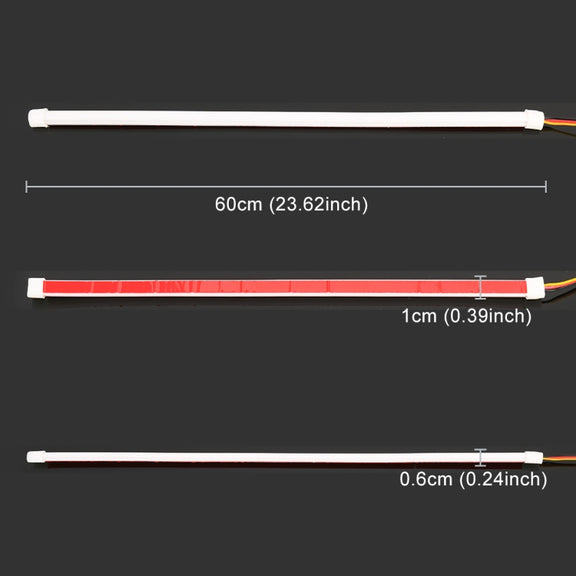 2 PCS 60cm DC12V 5W Ultra-thin Car Auto Double Colors Turn Lights / Running Lights (Turn Lights: Yellow Light; Running Lights: White Light)