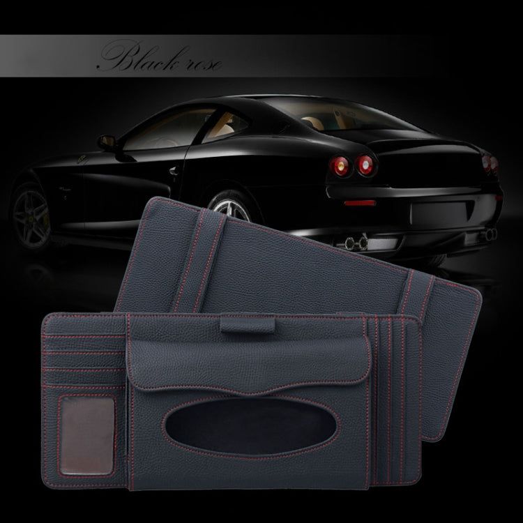 DERANFU 3 In 1 Lichee Texture Multi-function Car Hang Type Leather Towel Box with Card Slot & CD Slot(Black) - Tissue Boxes by PMC Jewellery | Online Shopping South Africa | PMC Jewellery | Buy Now Pay Later Mobicred