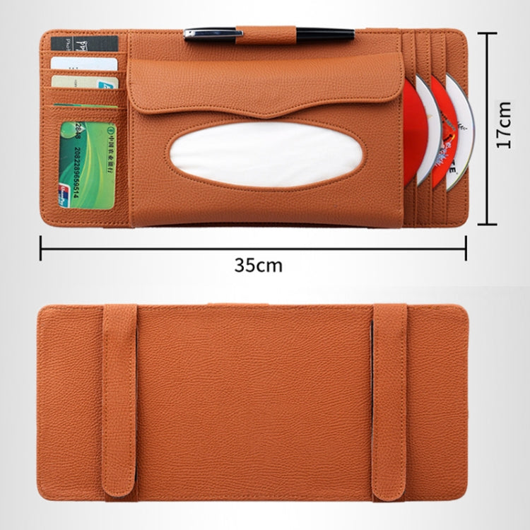 DERANFU 3 In 1 Lichee Texture Multi-function Car Hang Type Leather Towel Box with Card Slot & CD Slot(Beige) - Tissue Boxes by PMC Jewellery | Online Shopping South Africa | PMC Jewellery | Buy Now Pay Later Mobicred