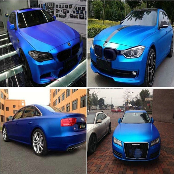 1.52m �� 0.5m Ice Blue Metallic Matte Icy Ice Car Decal Wrap Auto Wrapping Vehicle Sticker Motorcycle Sheet Tint Vinyl Air Bubble Free(Dark Blue)