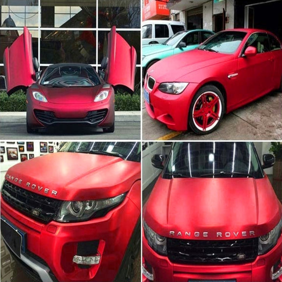 1.52m �� 0.5m Ice Blue Metallic Matte Icy Ice Car Decal Wrap Auto Wrapping Vehicle Sticker Motorcycle Sheet Tint Vinyl Air Bubble Free(Wind Red)