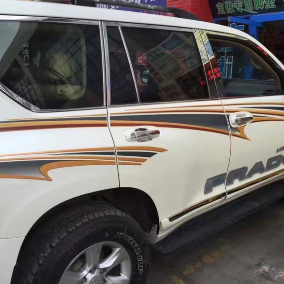 4 PCS SUV Body Decorative Strip Brand Car Streamline Shining Sticker for Toyota Prado 2014 Version