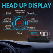 C500 Car HUD Virtual HD Projection Head-up Display, With Adjustable Reflection Board, Speed & RPM & Water Temperature & Oil Consumption & Driving Distance / Time & Voltage Display, Over Speed Alarm, Connect OBD2 Interface(Green)