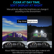 C500 Car HUD Virtual HD Projection Head-up Display, With Adjustable Reflection Board, Speed & RPM & Water Temperature & Oil Consumption & Driving Distance / Time & Voltage Display, Over Speed Alarm, Connect OBD2 Interface(Green)