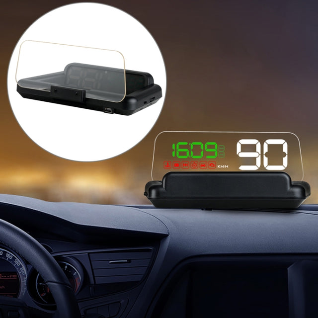 C500 Car HUD Virtual HD Projection Head-up Display, With Adjustable Reflection Board, Speed & RPM & Water Temperature & Oil Consumption & Driving Distance / Time & Voltage Display, Over Speed Alarm, Connect OBD2 Interface(Green)