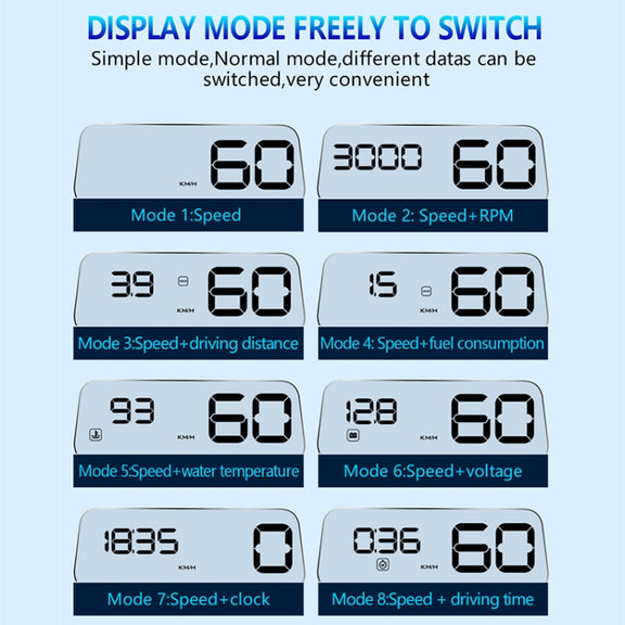 C500 Car HUD Virtual HD Projection Head-up Display, With Adjustable Reflection Board, Speed & RPM & Water Temperature & Oil Consumption & Driving Distance / Time & Voltage Display, Over Speed Alarm, Connect OBD2 Interface(Green)