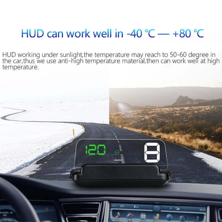 C500 Car HUD Virtual HD Projection Head-up Display, With Adjustable Reflection Board, Speed & RPM & Water Temperature & Oil Consumption & Driving Distance / Time & Voltage Display, Over Speed Alarm, Connect OBD2 Interface(Green)