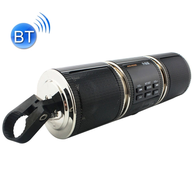 Motorcycle Water-resistant Aluminum Shell Bluetooth Handle Stereo Speaker, Support BT/MP3/FM/TF(Black)