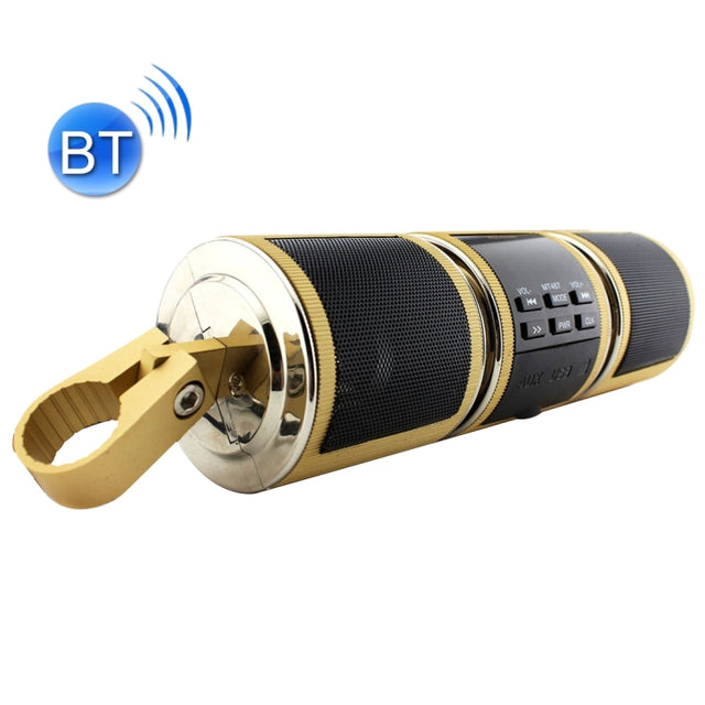 Motorcycle Water-resistant Aluminum Shell Bluetooth Handle Stereo Speaker, Support BT/MP3/FM/TF(Gold)